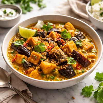 Image of Oven Roasted Eggplant and Butternut Squash Curry