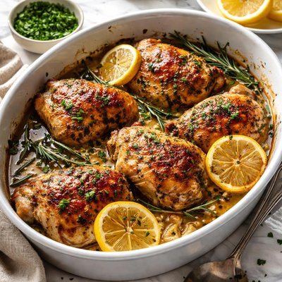 Image of Oven Roasted Lemon Chicken with Seasoned Sauce