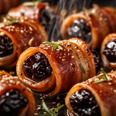 Image of Oven Roasted Prunes Wrapped with Pancetta