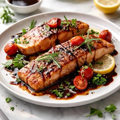 Image of Oven Roasted Salmon with Balsamic Sauce