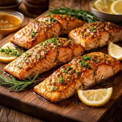 Image of Oven Roasted Salmon with Honey Mustard Sauce