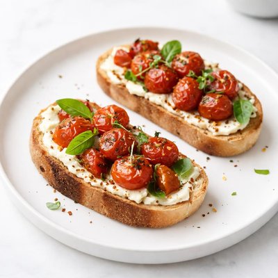 Image of Oven Roasted Tomato and Chevre Bruschetta