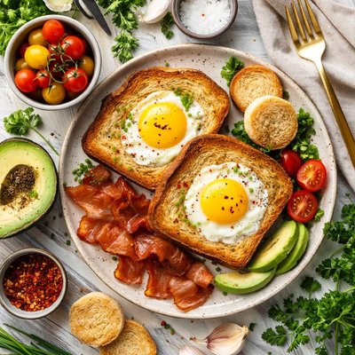 Image of Over Easy Egg in a Basket