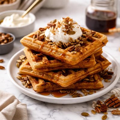 Image of Overnight Pumpkin Pecan Waffles