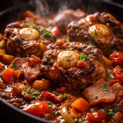 Image of Oxtail Stew with Tomatoes and Bacon