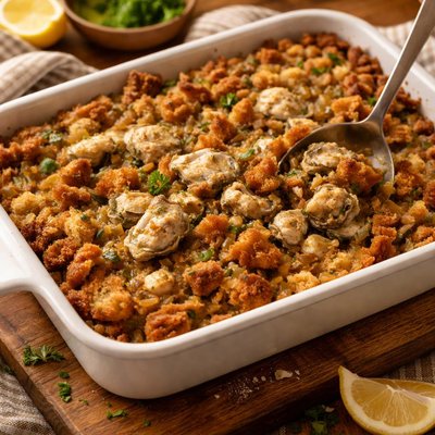 Image of Oyster Dressing Stuffing Casserole or Filling for Patti Shells