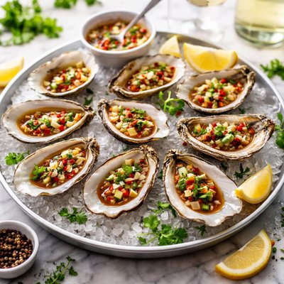 Image of Oysters on the Half Shell with Oriental Mignonette