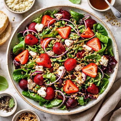 Image of Pacific Northwest Strawberry Goat Cheese Pine Nut Salad