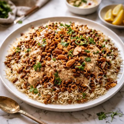 Image of Pakistani Rice with Lentils and Nut Sauce