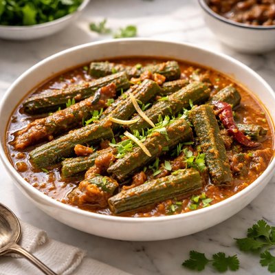 Image of Pakistani Style Bhindi Ka Salan Okra Ladyfinger Curry