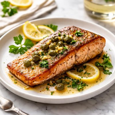 Image of Paleo Pan-Seared Salmon with Caper-Lemon Butter