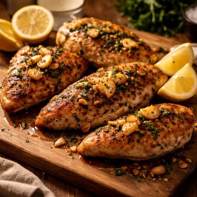 Image of Pan Fried Chicken with Garlic and Lemon