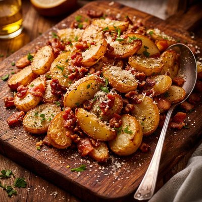 Image of Pan Fried Potatoes with Bacon and Parmesan