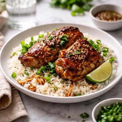Image of Pan Fried Roasted Chicken with Rice