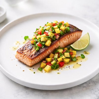 Image of Pan Fried Salmon with Mango Cucumber Salsa