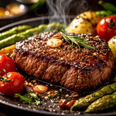 Image of Pan Fried Steak with Vegetables