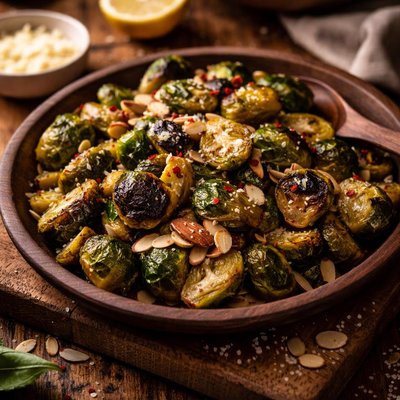Image of Pan Roasted Almond Brussels Sprouts