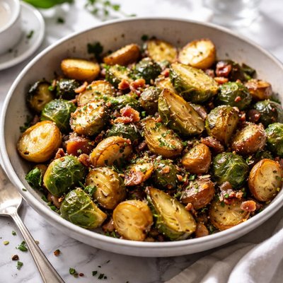 Image of Pan Roasted Brussels Sprouts with Potatoes Ww