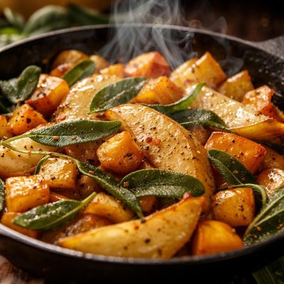Image of Pan Sauteed Butternut Squash Pears and Sage