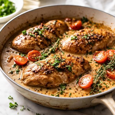 Image of Pan Seared Chicken with Balsamic Cream Sauce