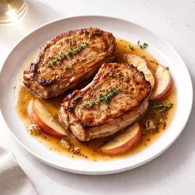 Image of Pan Seared Pork Chops with Cidar Sauce
