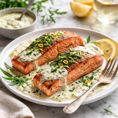 Image of Pan Seared Salmon with Tarragon Cream