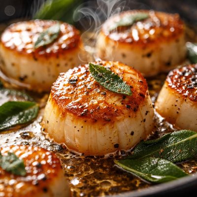 Image of Pan Seared Sea Scallops with Browned Butter Sage