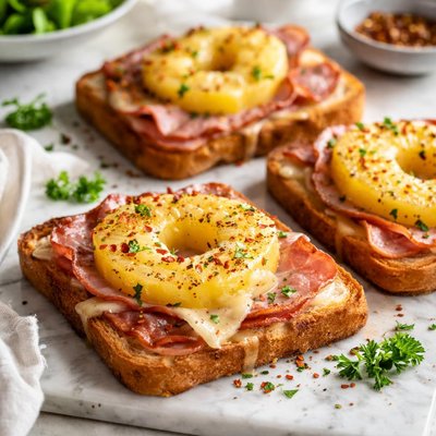 Image of Pan Toasted Bread with Ham Pineapple and Cheese