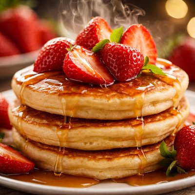 Image of Pancakes with Fresh Strawberries