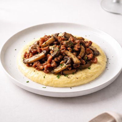 Image of Pancetta Boursin Polenta with Sauteed Mixed Mushrooms