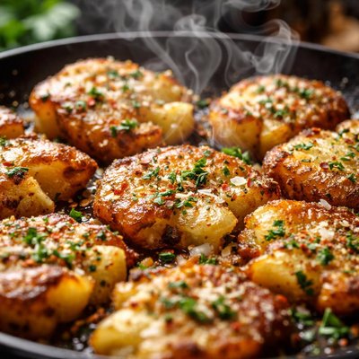 Image of Panfried Smashed Potatoes