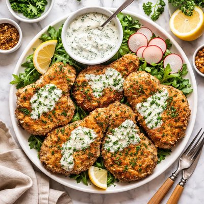 Image of Panko Crusted Pork Chops with Creamy Herb Dressing