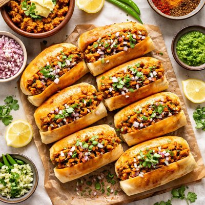 Image of Pao Bhaji Vegetables on Rolls