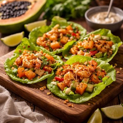 Image of Papaya Shrimp Lettuce Wraps