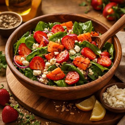 Image of Papaya Strawberry Spinach Salad