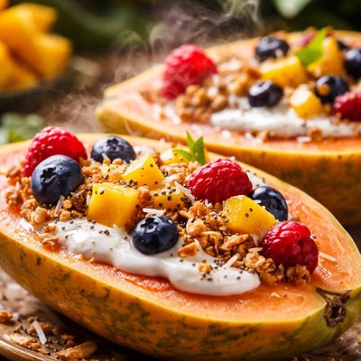 Image of Papaya Yogurt Boats