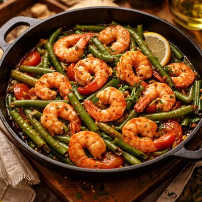 Image of Paprika Shrimp and Green Bean Saute