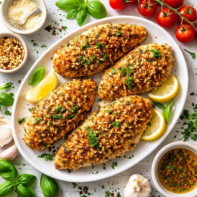 Image of Parmesan and Pine Nut Crusted Chicken Breasts