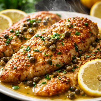 Image of Parmesan Crusted Tilapia with Lemon Caper Sauce