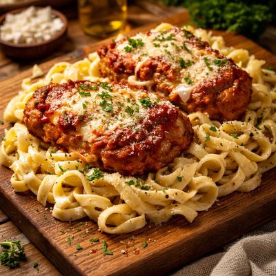 Image of Parmigiana Thighs with Creamy Noodles