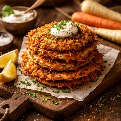 Image of Parsnip and Carrot Latkes Vegetable Pancakes