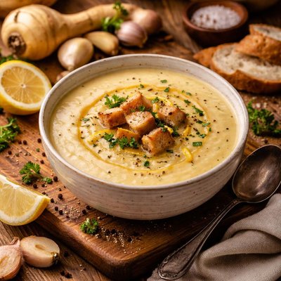 Image of Parsnip Lemon and Ginger Soup