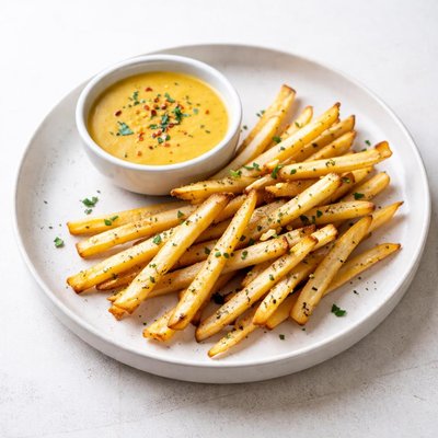Image of Parsnip Pencil Fries with Spicy Curry Dipping Sauce