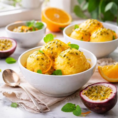 Image of Passionfruit and Orange Sorbet
