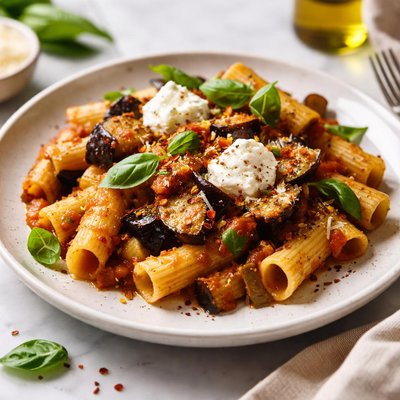 Image of Pasta Alla Norma Fresh Pasta with Eggplant Aubergine