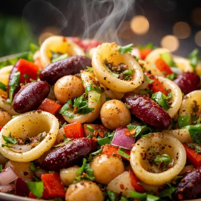 Image of Pasta and Bean Salad with Cumin and Coriander Dressing