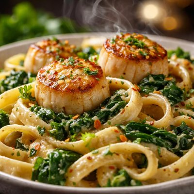 Image of Pasta and Scallops Florentine