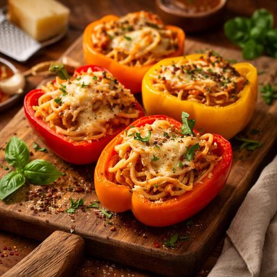 Image of Pasta Filled Bell Peppers