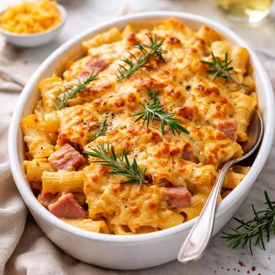 Image of Pasta Ham and Cheddar Au Gratin with Rosemary