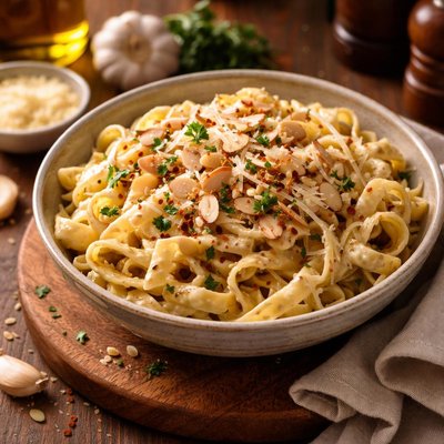 Image of Pasta in Almond Garlic Sauce